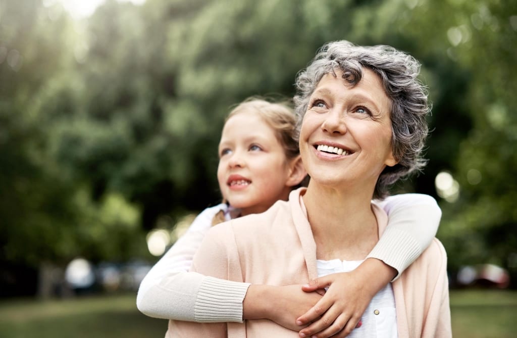 Young girl and elderly woman